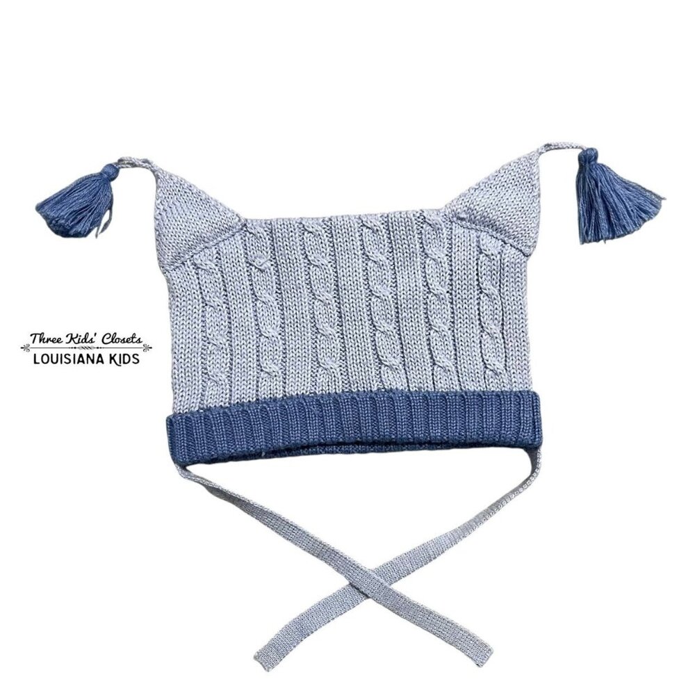 Kaloo Baby T43 (17in) Blue Knitted Tassel Hat